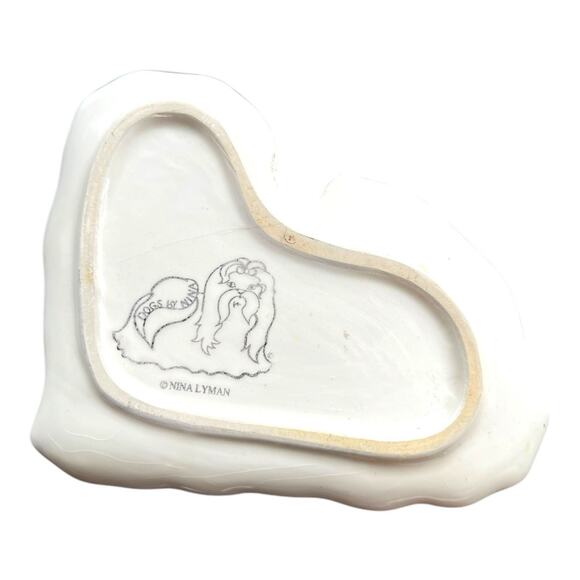 Dogs by Nina Cute Maltese Shih Tzu Trinket Tray Spoon Rest Dish 5 1/2” x 5” EUC - Picture 2 of 5